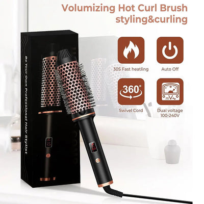 1.5 Inch Ceramic Heated Hair Curling Brush - Smarsty