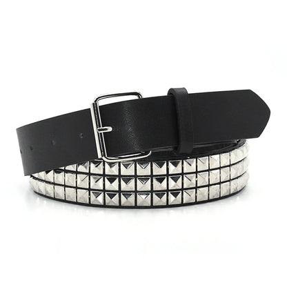 Pyramid Rivet Studded Belt Punk Rock Pin Buckle - Smarsty