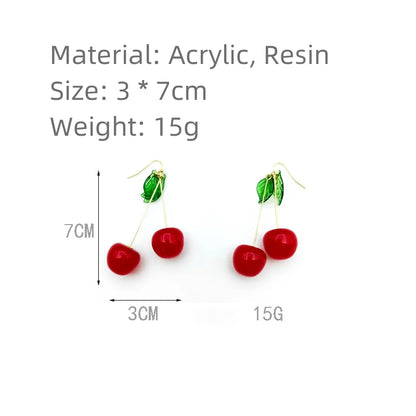 Cute Cherry Drop Earrings for Women - Trendy Summer Jewelry - Smarsty