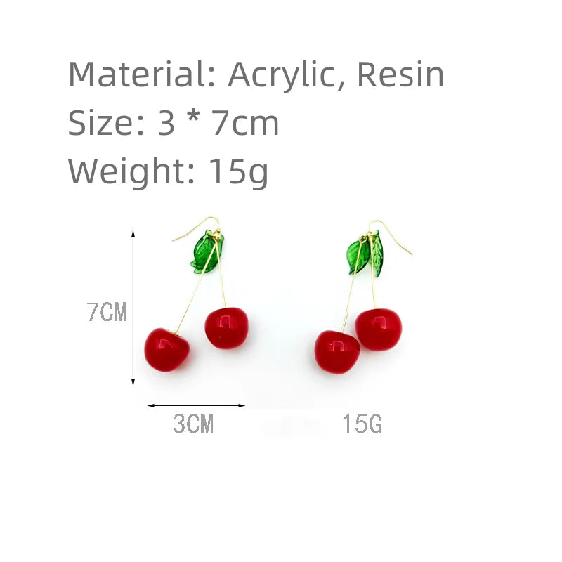 Cute Cherry Drop Earrings for Women - Trendy Summer Jewelry - Smarsty