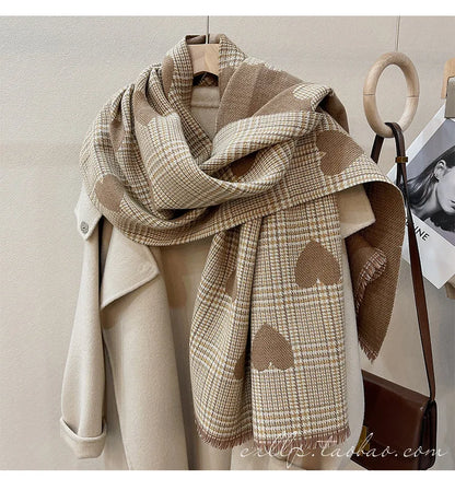 Double Side Cashmere Scarf Warm Thickened Winter Wrap - Smarsty