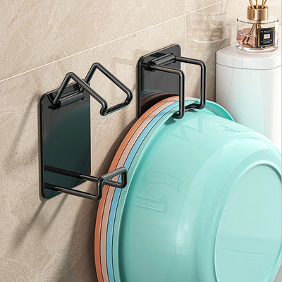 1/2/4/6Pcs Stainless Steel Washbasin Hook Multifunction Punch-free Kitchen Bathroom Rack Basin Storage Rack Towel Hanging Holder - Smarsty