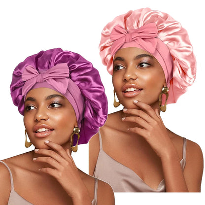 Adjustable Satin Sleeping Hat Elastic Tie For Hair Care - Smarsty