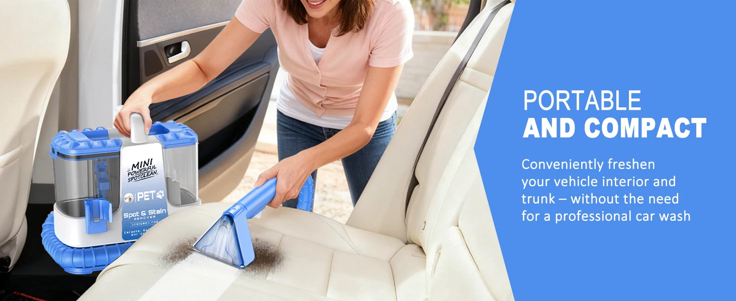 Carpet + Upholstery Cleaner Machine, 32Kpa Powerful Suction w/ 5 Cleaning Tools,Lightweight for Rug,Carpet,Car Seats,Pets,Stairs