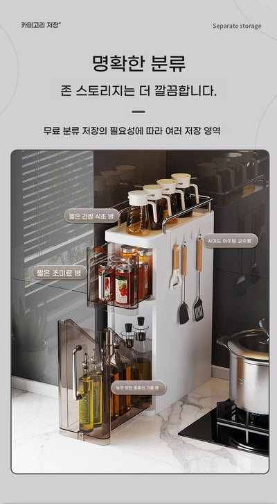 2/3 Layer Kitchen Spice Shelves Pull-Out Spice Organizer Shelf Household Multi-Functional Oil Salt Sauce and Vinegar Storage by Smarsty