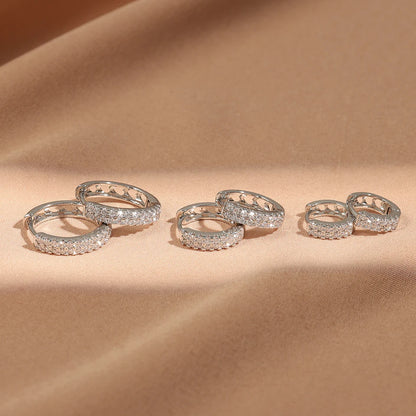 Shiny Zircon Huggie Earrings Tiny Cartilage Hoops Gift - Smarsty