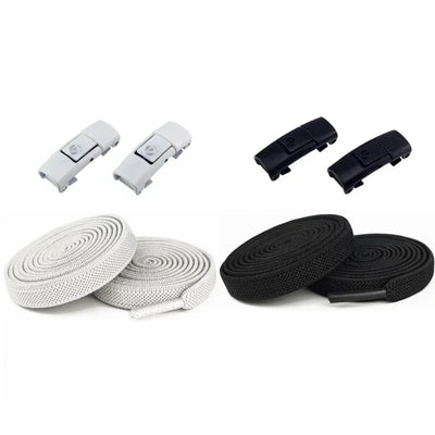 2Pairs Without Ties Elastic Laces No Tie Shoe Laces Press Lock Shoelaces Sneaker Kids Adult 8MM Widened Flat Shoelace for Shoes - Smarsty
