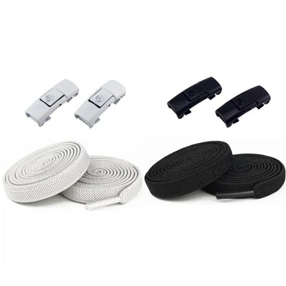 2Pairs Without Ties Elastic Laces No Tie Shoe Laces Press Lock Shoelaces Sneaker Kids Adult 8MM Widened Flat Shoelace for Shoes