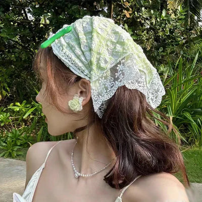 Sweet Flower Hair Scarf Headband Lightweight Summer - Smarsty