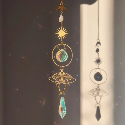 Golden Butterfly Crystal Pendant Suncatcher Wind Chimes - Smarsty