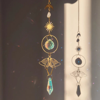 Golden Butterfly Crystal Pendant Suncatcher Wind Chimes - Smarsty