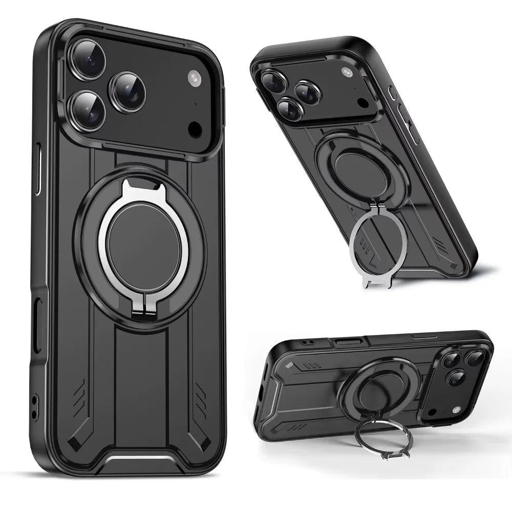 Magnetic Phone Case with 360° Rotate Stand for IPhone 17 16 15 14 13 12 11 Pro Max Plus For Magsafe Wireless Charge Armor