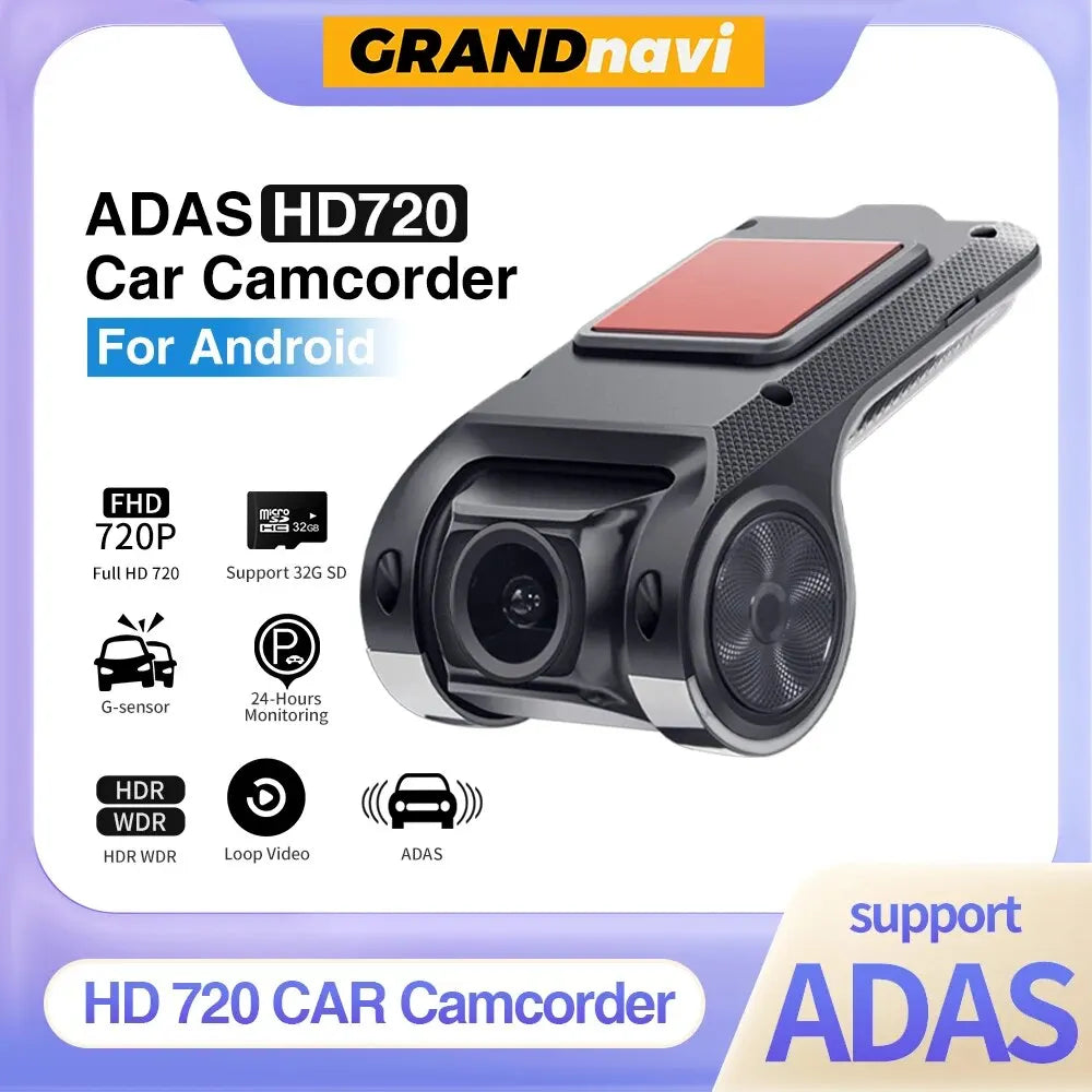 HD Car Dash Cam ADAS 720P Voice Alarm USB MemoryCard - Smarsty