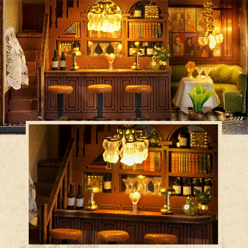 DIY Mini Wooden Doll House Assembly Building Model Pink Princess Villa Architecture Kit 3D Puzzle Dollhouse With Furniture Gifts by Smarsty