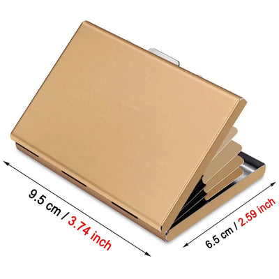 Antitheft ANTI Rfid Blocking ID Bank Credit Card Holder Wallets Men Slim Thin Aluminum Box Metal Mini Minimalist Cardholder Case - Smarsty