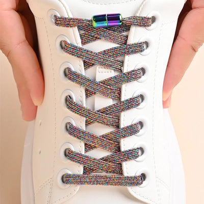 1Pair No Tie Shoe Laces Colorful Buckle Shoelaces Pearl Light Colorful Fashion Without Ties Elastic Laces Sneaker Kids Adult - Smarsty