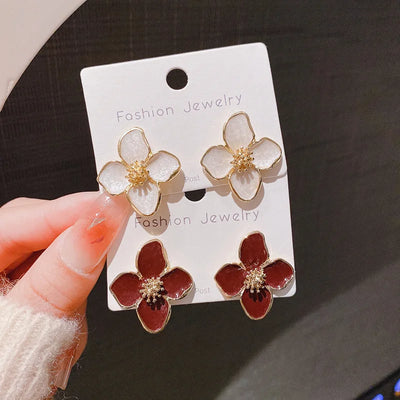 Hibiscus Flower Stud Earrings Vintage Romantic Gift - Smarsty