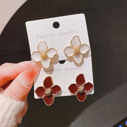 Hibiscus Flower Stud Earrings Vintage Romantic Gift - Smarsty