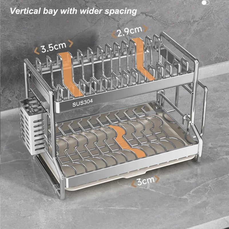 New Dish Drainer Kitchen Storage Organization Stainless Steels Drainer Kitchen Dishes Kitchenware Tableware Drainer Board Rack