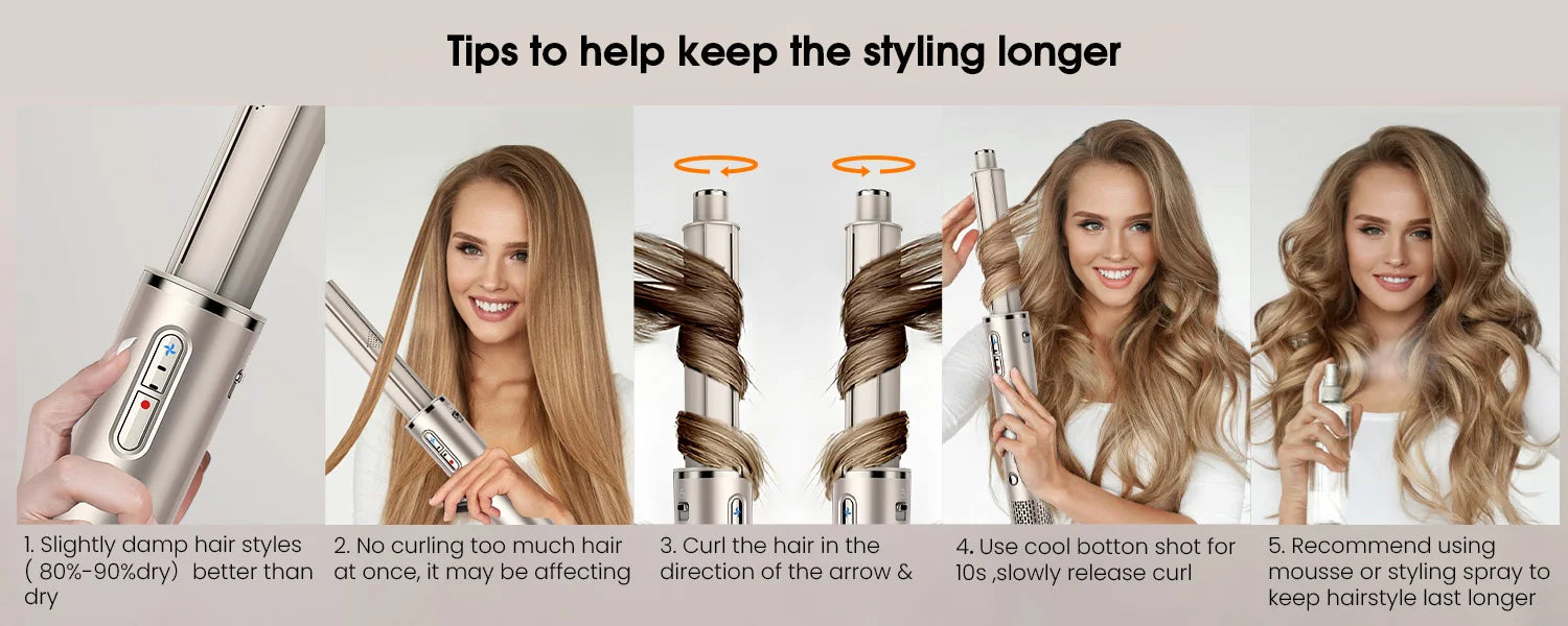 FENTGO Hair Dryer Brush & 5 in 1 Hair Styler, Silver, 110 Volts, 1400 Watts, Ionic Technology, Fast Drying, Multi Styler for Str