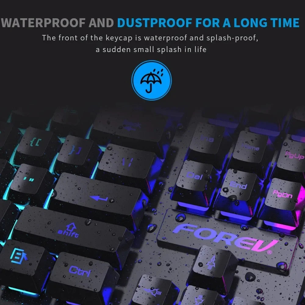 Backlit Mechanical Keyboard Gaming Set With Mouse Bundle