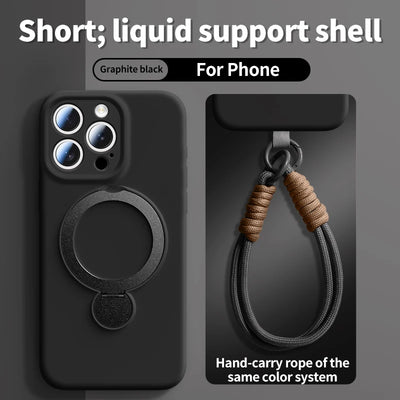 For iPhone 17 Pro Max Lanyard Magnetic Phone Case For iPhone Air 16 13 15 14 Pro Max For Magsafe Wireless Charge Silicone Cover - Smarsty