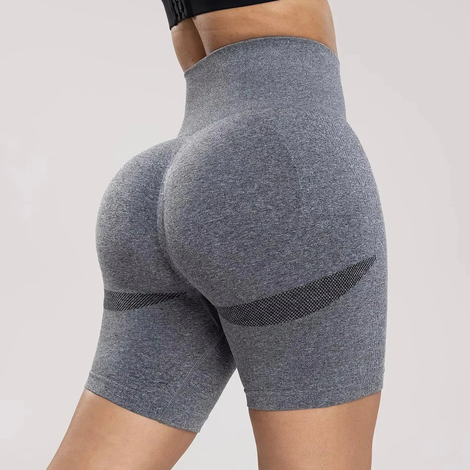 Seamless Sports Women Shorts Muliticolor Yoga Shorts Stretchy High Waist Running Cycling Leggings Hip Liftting Solid Gym Shorts - Smarsty