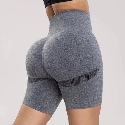 Seamless Sports Women Shorts Muliticolor Yoga Shorts Stretchy High Waist Running Cycling Leggings Hip Liftting Solid Gym Shorts - Smarsty