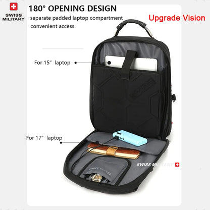 SWISS MILITARY Fashion Travel Multifunction Large Capacity Male Bag Usb Charging Waterproof 23 inch Laptop Backpack Men Mochila - Smarsty