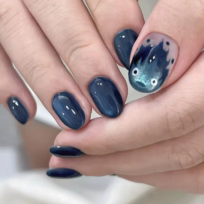 Romantic 24pcs Blue French Style Press On Nails - Smarsty