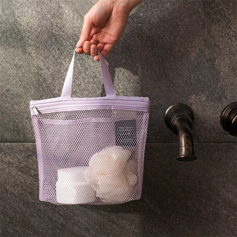 Mesh Makeup Toiletry Storage Bags Handbags Portable Travel Washing Body Shower Tools Organizer Hanging Cosmetic Organizer Pouch - Smarsty