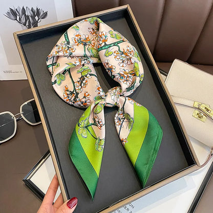Silk Square Scarf for Women Sun Protection Luxury Shawl - Smarsty