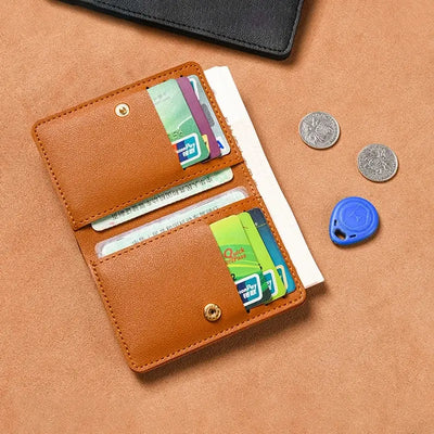 Classic Designer PU Leather Small Wallet for Men Short Simple Women's Purse Fashion Ultra Thin Credit Card Bag Coin Purse - Smarsty