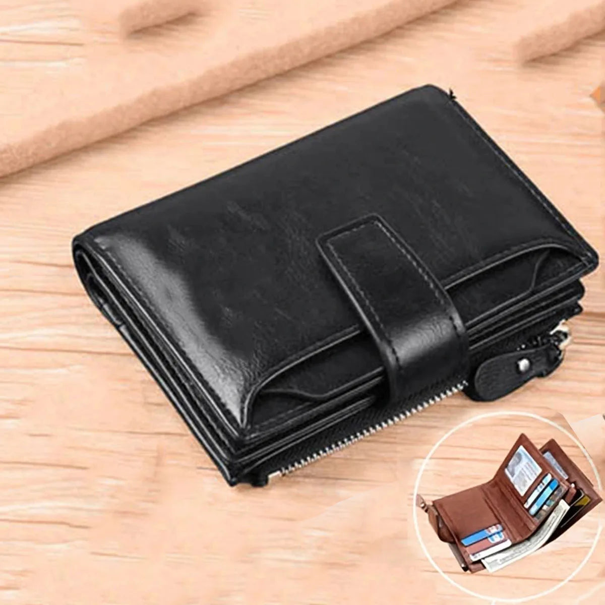Men's Coin Purse Wallet RFID Anti-theft Man Leather Wallet Zipper Business Card Holder Money Bag Wallet Male - Smarsty