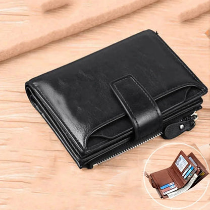 Men's Coin Purse Wallet RFID Anti-theft Man Leather Wallet Zipper Business Card Holder Money Bag Wallet Male - Smarsty