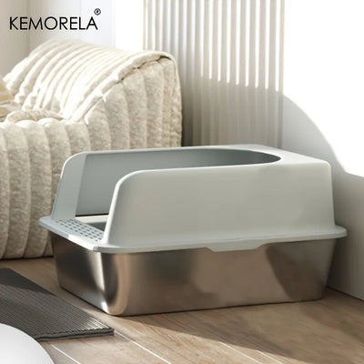 Large Stainless Steel Litter Box With Lid Odor Control - Smarsty