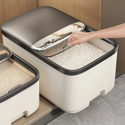 10KG Rice Storage Box Home with Lid Insect Proof Moisture Proof Rice Box Grain Sealed Jar Kitchen Container Storing Dry Grain by Smarsty