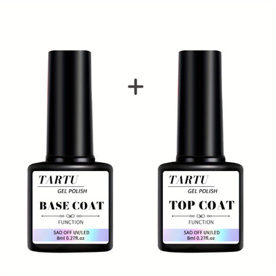 1pc/2pcs/3pcs/4pcs 8Ml Functional Gel Nail Art Set with Base Coat and Diamond Top Coat, Matte Top, Soak Off Gel Nail Polish