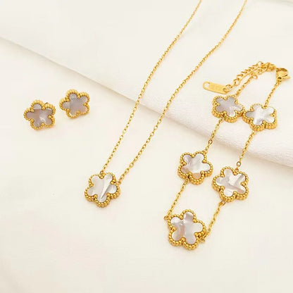 Stainless Steel Plum Blossom Jewelry Set for Women - Smarsty