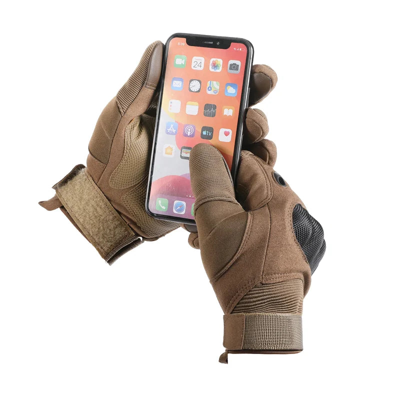 Touch Screen Tactical Motorcycle Gloves With Hard Knuckle Protection - Smarsty