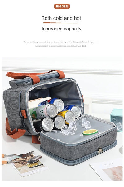 Double Layer Lunch Bag Large Capacity Thermal Insulation - Smarsty