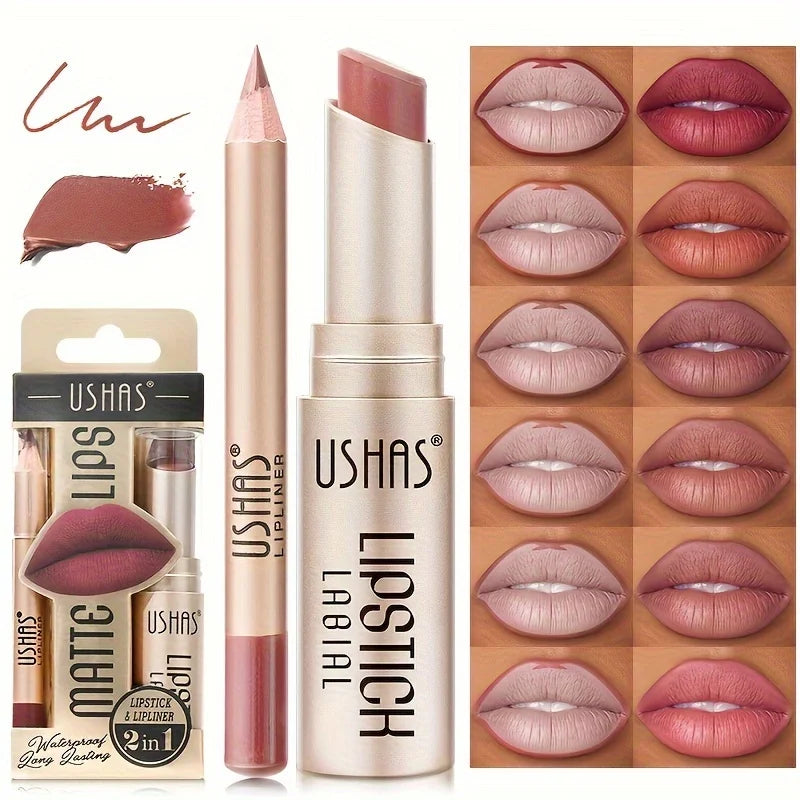 Ushas 12 Color Matte Lipstick Set Long Lasting Waterproof - Smarsty