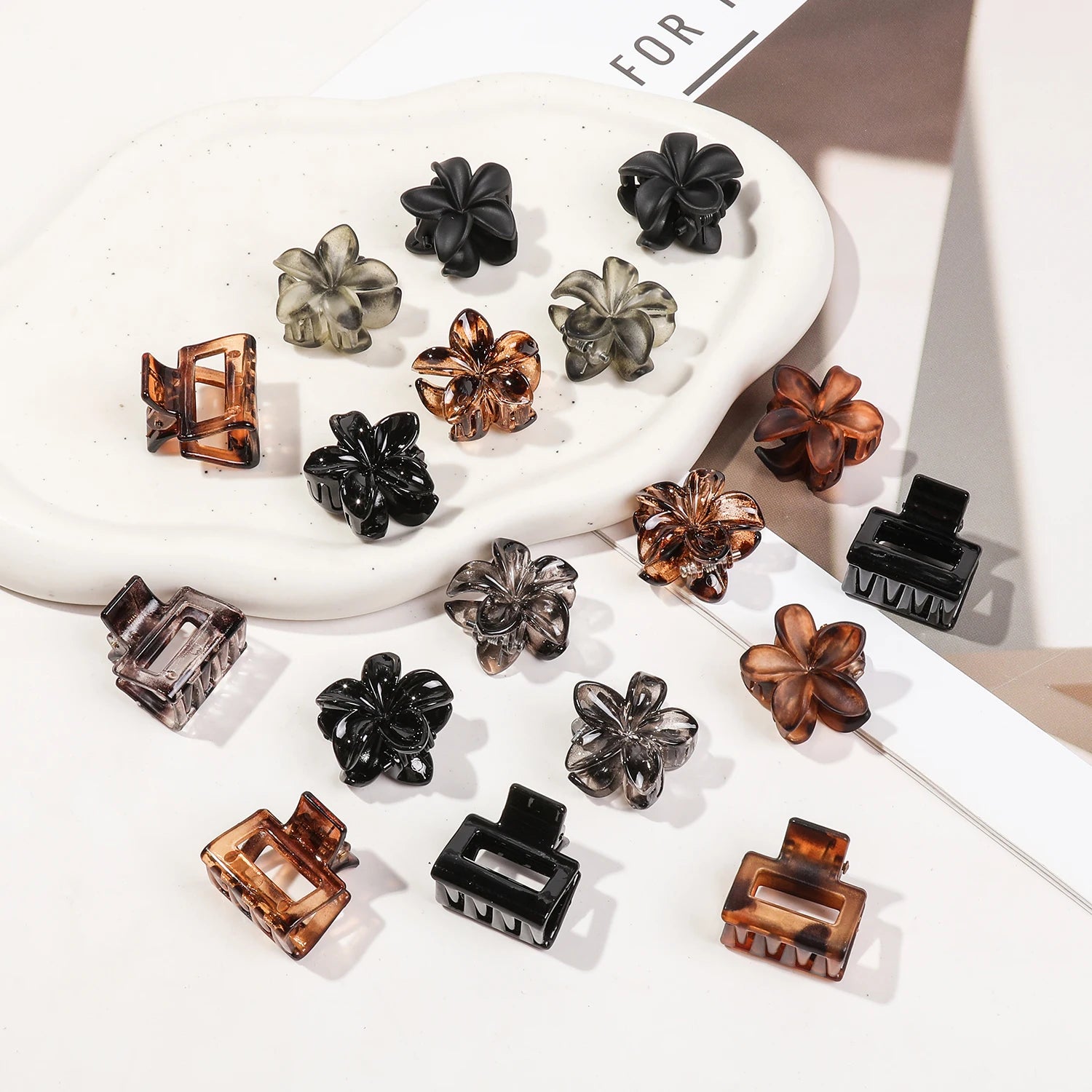 Mini Flower Hair Clips Pack Creaseless Claw Clips For Bangs - Smarsty