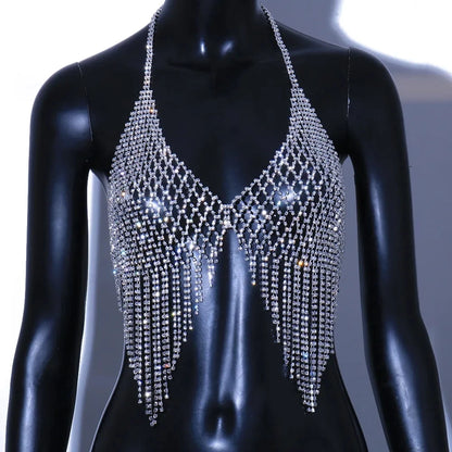 Sexy Mesh Tassels Chest Chain Necklace for Festivals - Smarsty