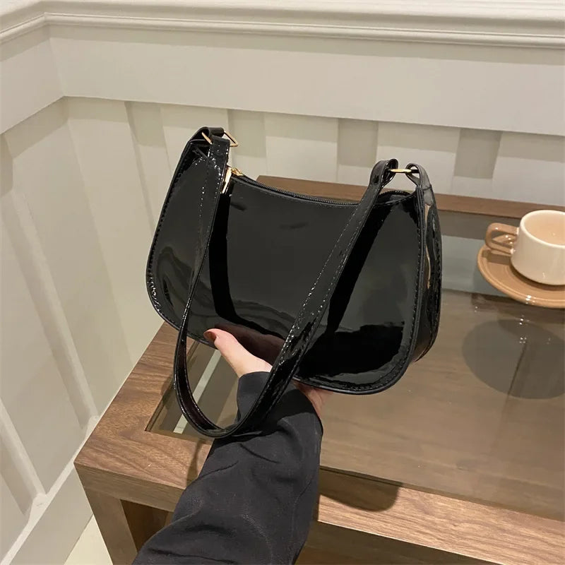 Vintage Patent Leather Shoulder Bag For Women Designer - Smarsty