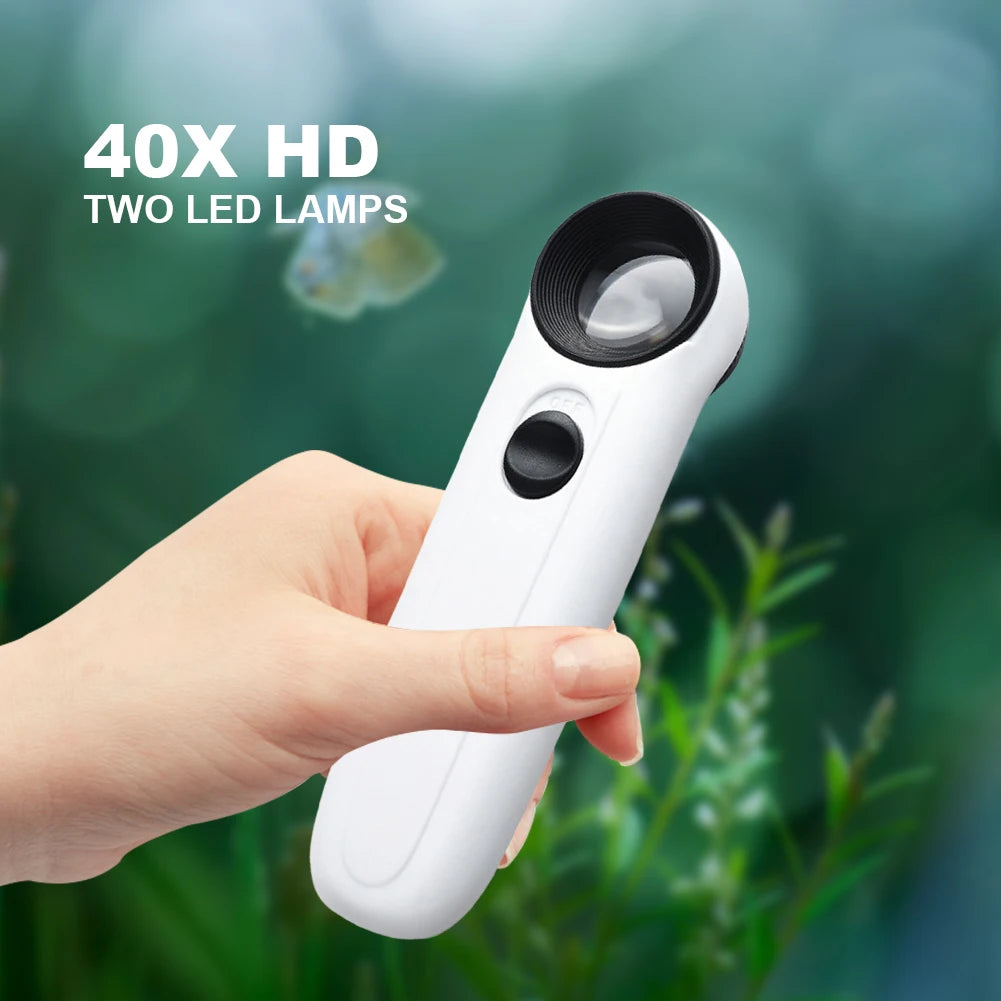 40X Handheld Magnifier Illuminated Jewelers Loupe Magnifier with Two LED Lights Jewelry Magnifier for Jewelry Identifying
