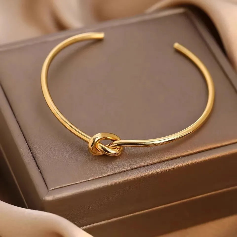 Vintage Stainless Steel Woven Twist Bracelet for Women - Smarsty