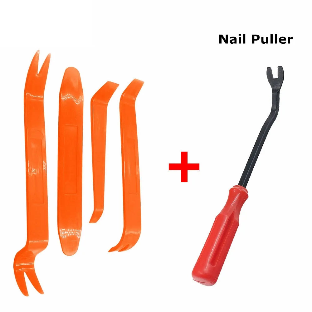 4pcs/Set Portable Car Panel Removal Tool Kit Nail Puller Radio Audio Door Pry Repair Clip Trim Dash Removal Installer Hand Tool - Smarsty