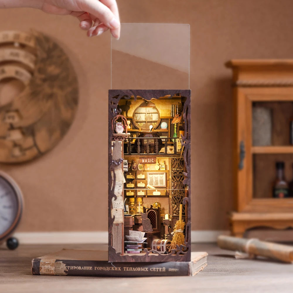 CUTEBEE DIY Book Nook Kit Miniature Doll House Home Touch Light Dust Cover Model Building Toys Gifts Magic Pharmacist by Smarsty