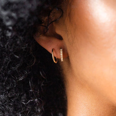 Gold Plated CZ Huggie Hoop Earrings Geometric U Shape - Smarsty
